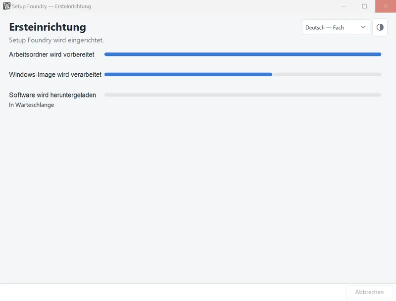 Der Assistent zeigt die Schritte, die er erledigt.